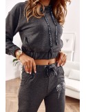 Women\'s tracksuit set with wings, dark gray FI624 - Online store - Boutique